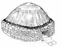 Reconstruction of Neolithic House: Illustration by Sigurd Towrie